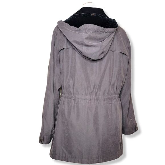 Gallery Velvet Hood Coat Gray Black Size XL - Picture 4 of 16